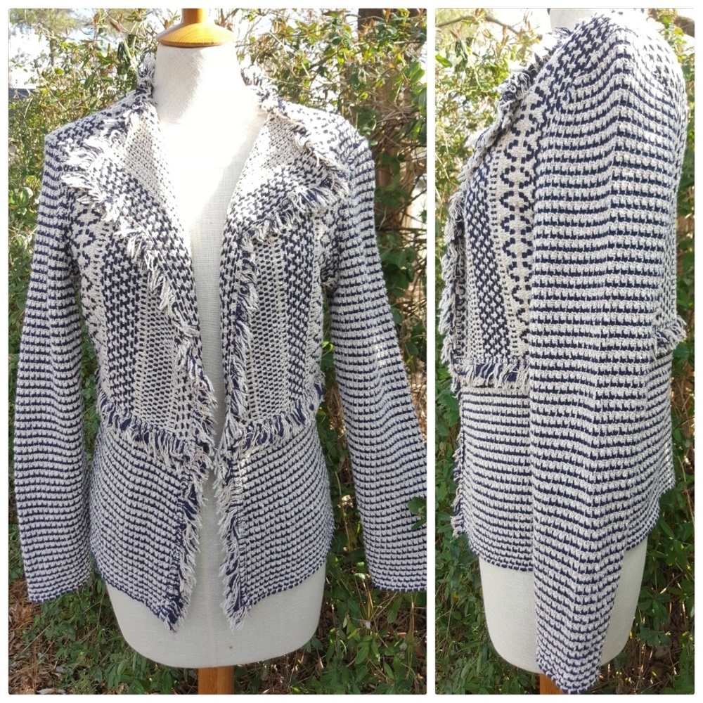 Chico's Tweed Fringe Blazer
